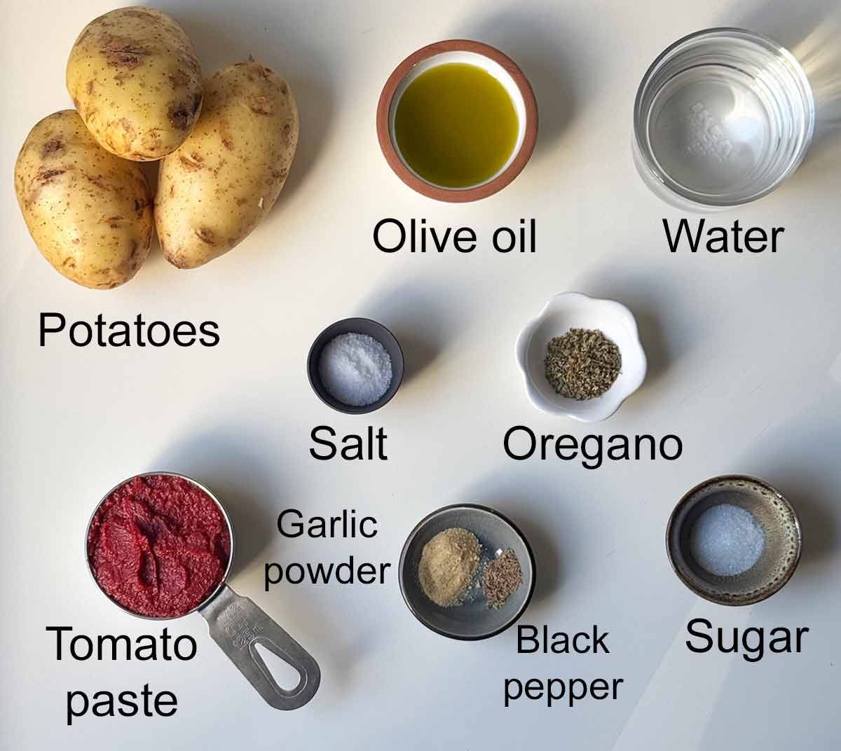 Ingredients for the baked potatoes.