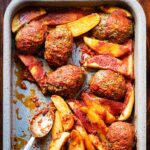 Baked Bifteki with potatoes.