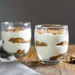 Featured image showing two cups with tiramisu without eggs.