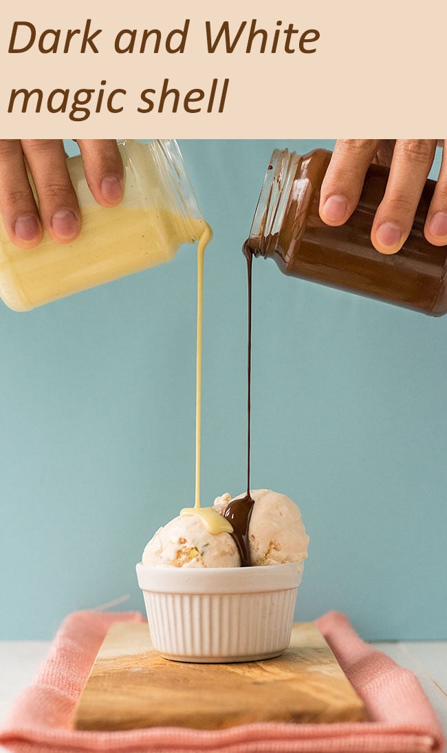 Dark & white chocolate olive oil magic shell 4
