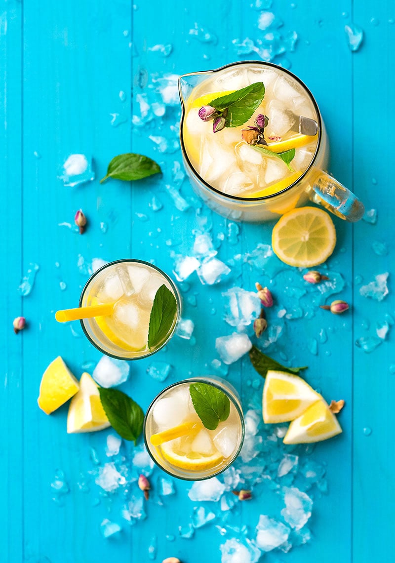 Rosebud syrup lemonade