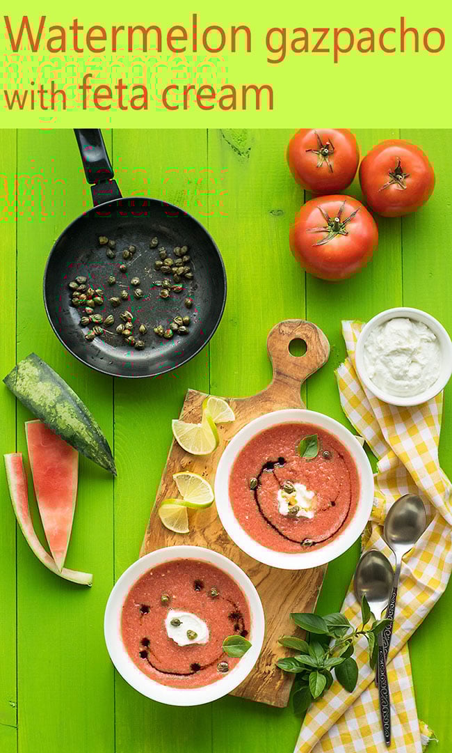 Watermelon gazpacho with feta cream 5