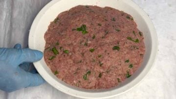Greek meatball mixture in a plate.