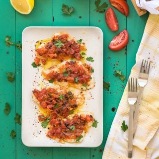 Baked Sole with Mediterranean sauce f