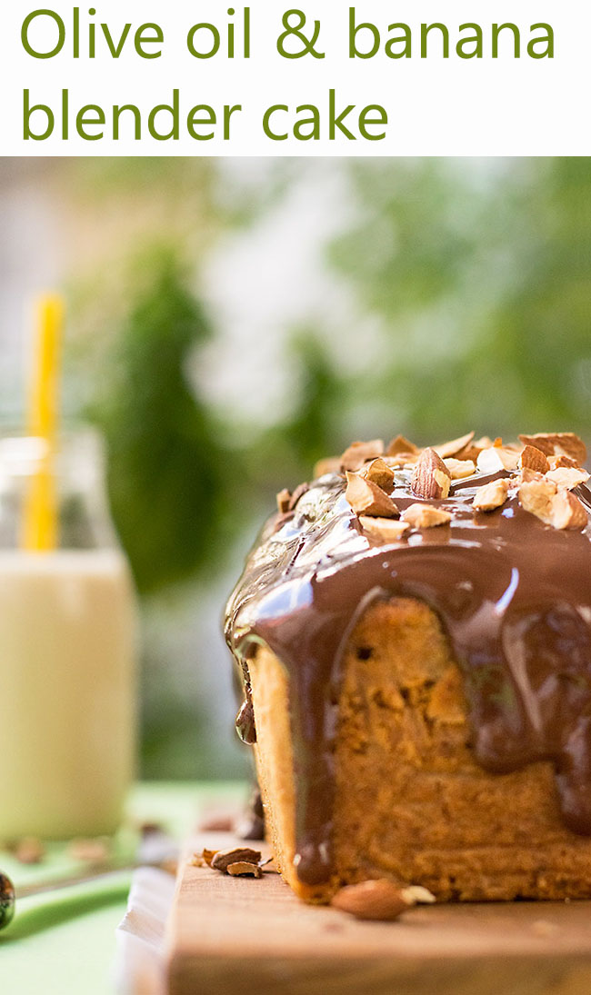 Olive oil & banana blender cake with tahini chocolate ganache 8