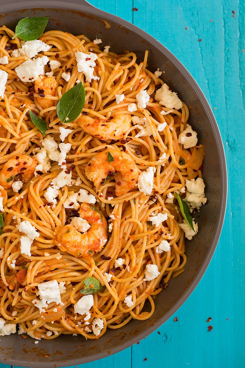 Roasted pepper and ouzo shrimp spaghetti 5