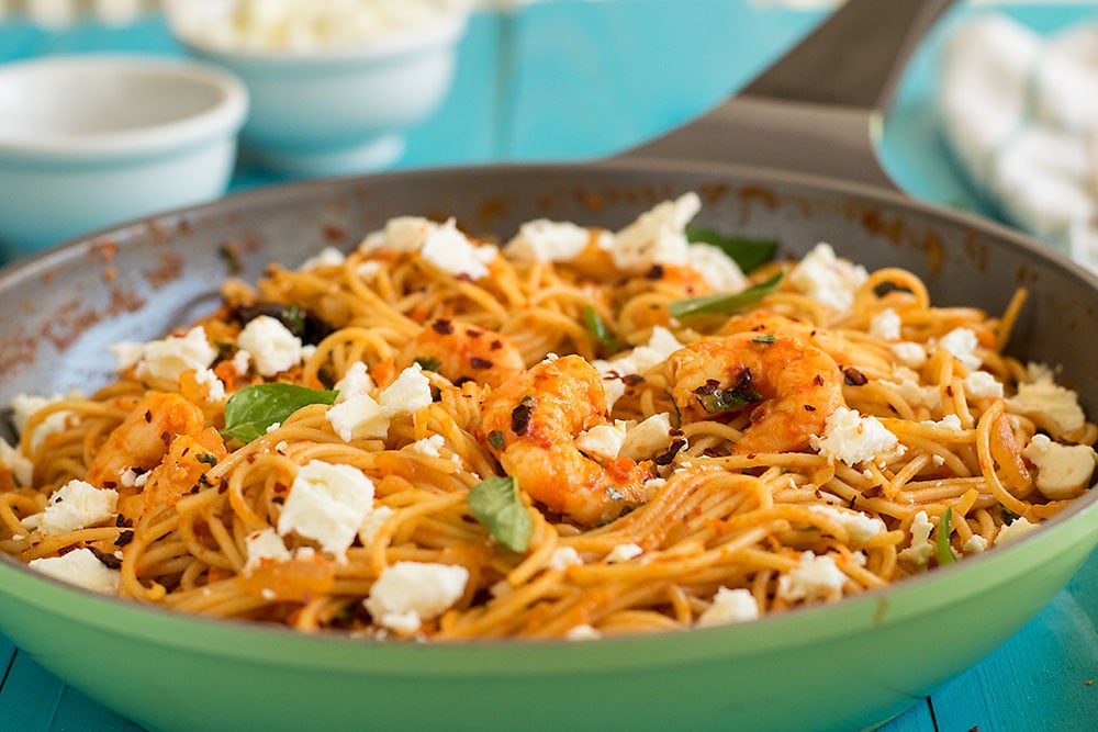 Roasted pepper and ouzo shrimp spaghetti 6