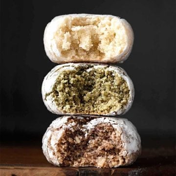 Three amaretti cookies, one top of the other.