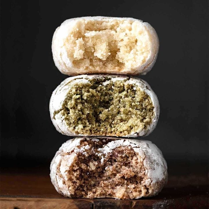 Three amaretti cookies, one top of the other.