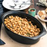 Greek chickpeas in a Dutch oven.