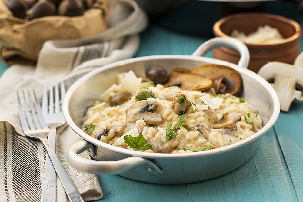Mushroom & chestnut creamy risotto