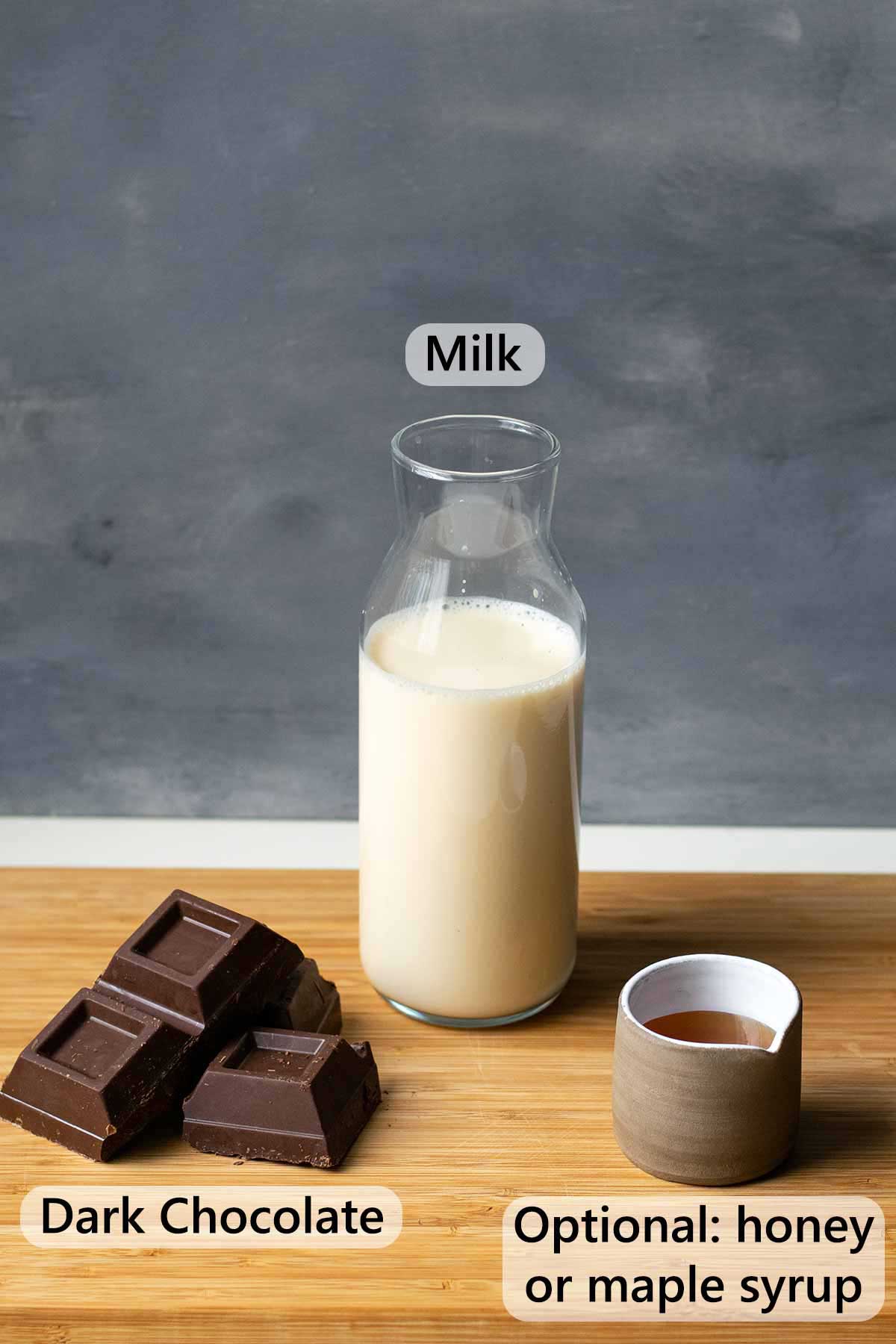 Ingredients for making easy choc mousse.