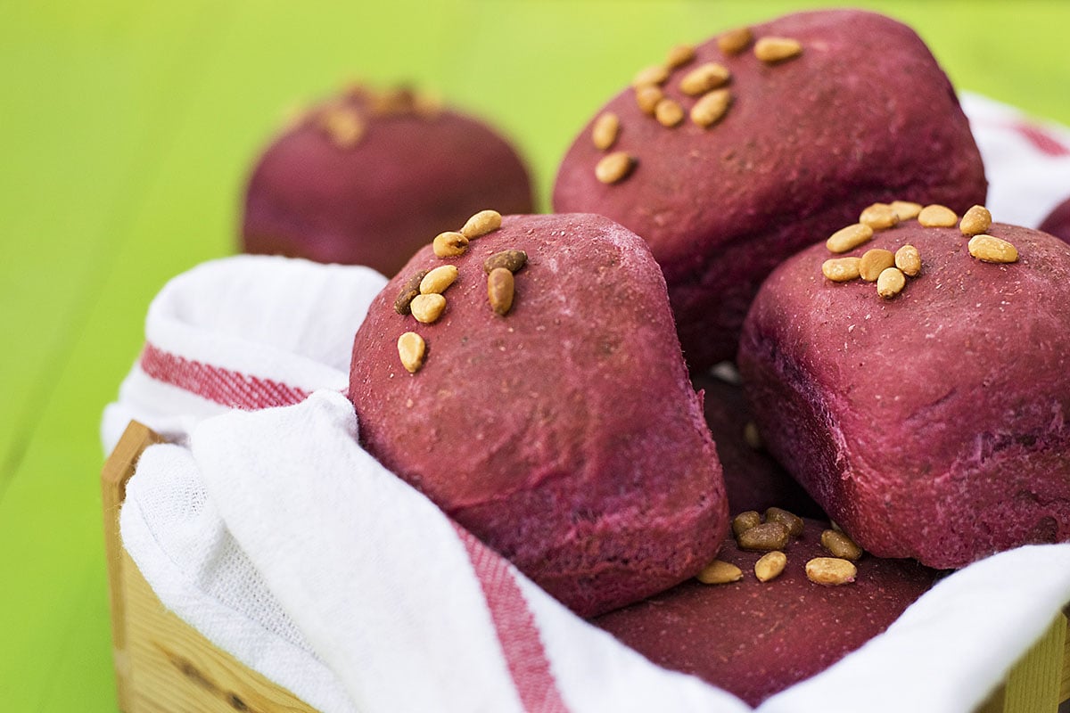 Beet, basil, and olive oil mini bread loaves 6