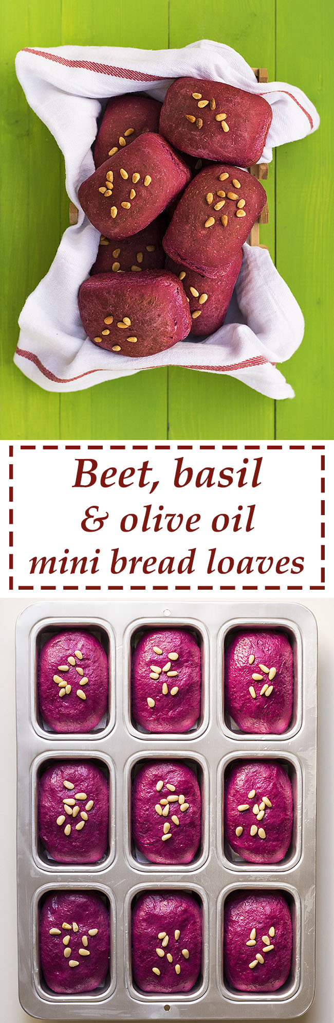 Beet, basil, and olive oil mini bread loaves 7