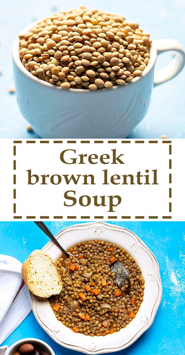 Easy Greek brown lentil soup (vegan) 6