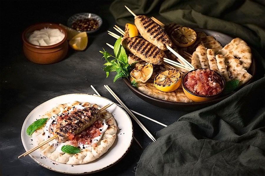 Minty Greek lamb kofta kebabs with yogurt & tomato sauce 4