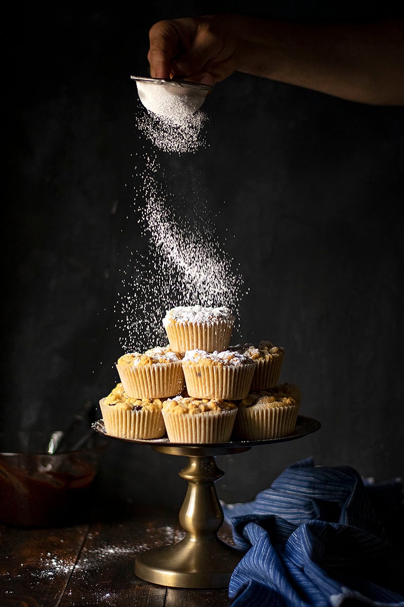 Tahini & Chocolate (or Nutella) stuffed crumble muffins