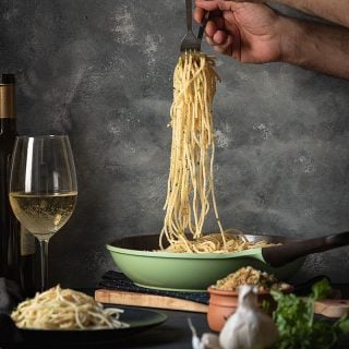 Italian toasted breadcrumb and garlic pasta feat