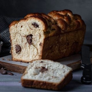 Chocolate stuffed Greek Easter bread (Tsoureki gemisto) feat