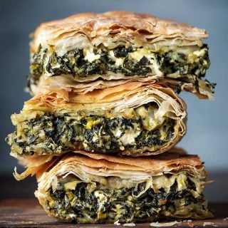 Spanakopita spinach pie slices