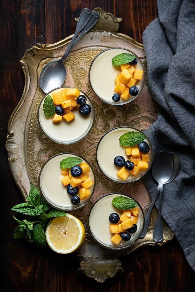 lemon possets with fruits