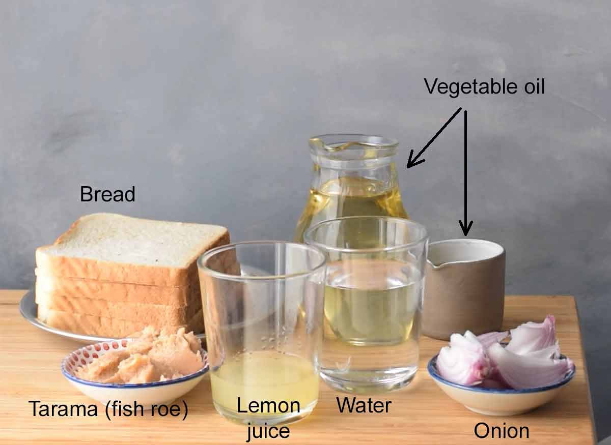 Taramasalata ingredients.