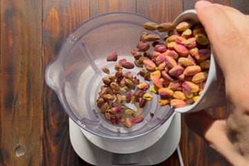 Pistachios in a blender.