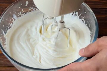 Whipping the cream.
