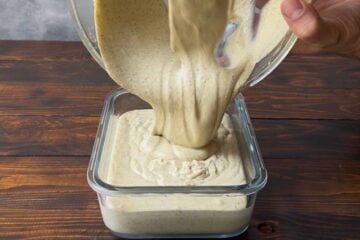 Ice cream mixture in a container.