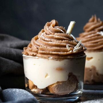 Mont Blanc Dessert in a glass.
