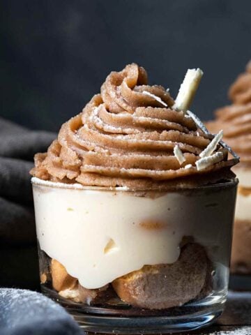 Mont Blanc Dessert in a glass.
