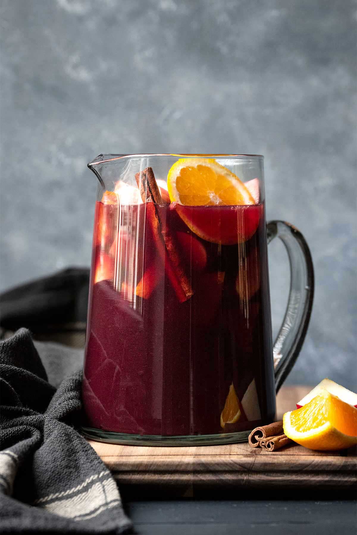 A large pitcher with Spanish sangria without brandy.