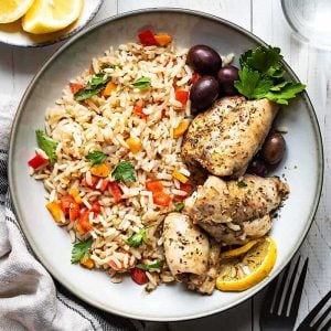Baked chicken and rice thumbnail.