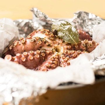 Greek baked octopus in foil featured image.