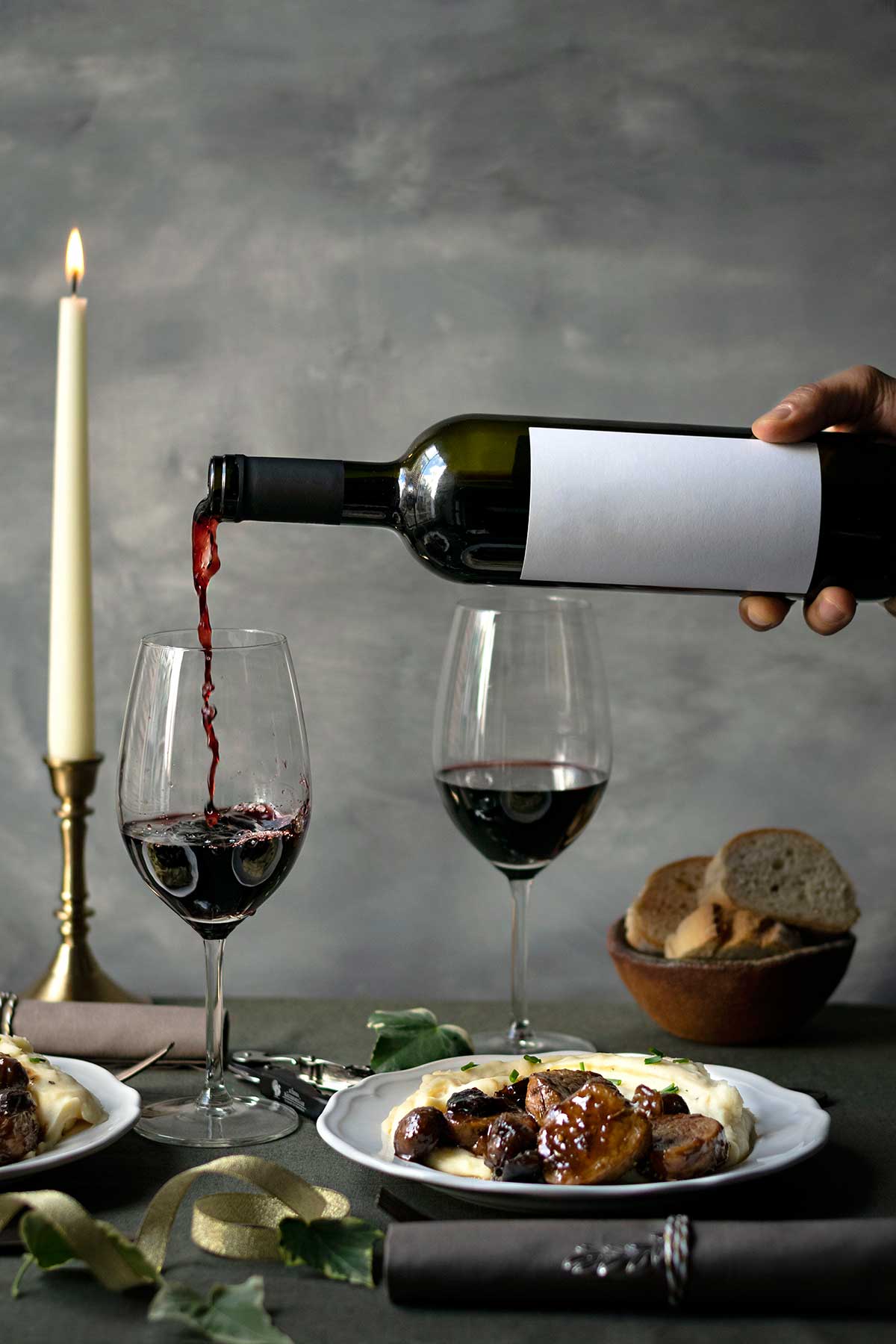 Italian Sangiovese wine poured in a wine glass.