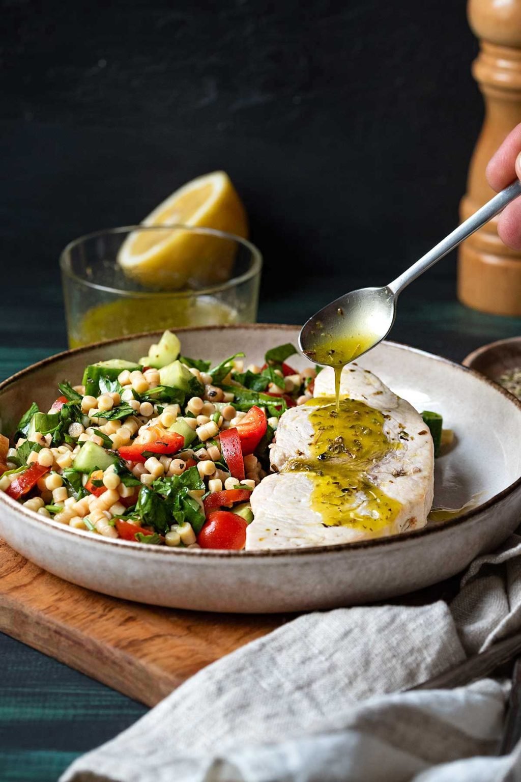 Oven baked swordfish recipe with lemon vinaigrette