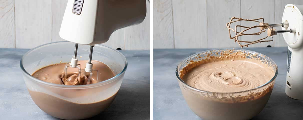 Process shot: Whipping the ice cream mixture with a mixer.