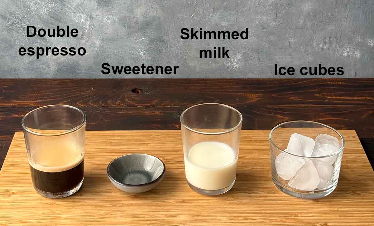 Iced cappuccino ingredients.