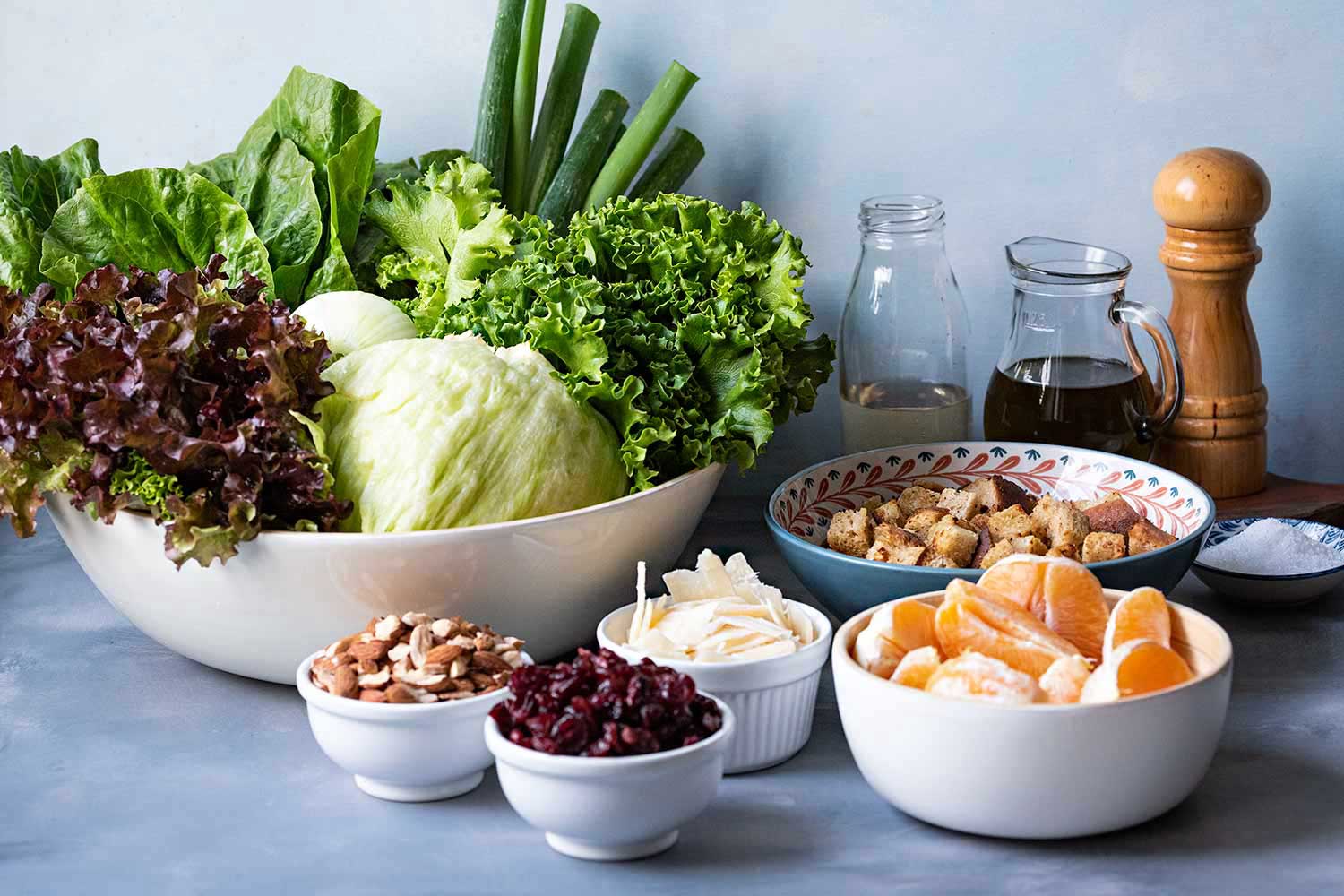 Green tossed salad ingredients.