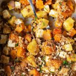 Savory butternut squash casserole with sweet potato and feta.