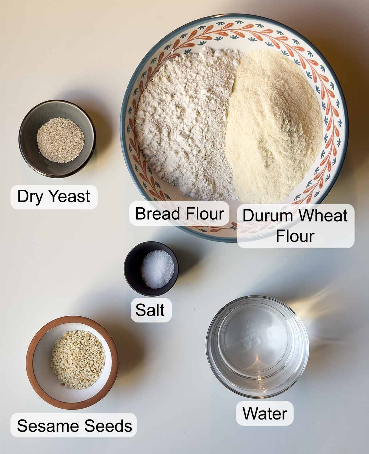 Ingredients for Greek village bread.