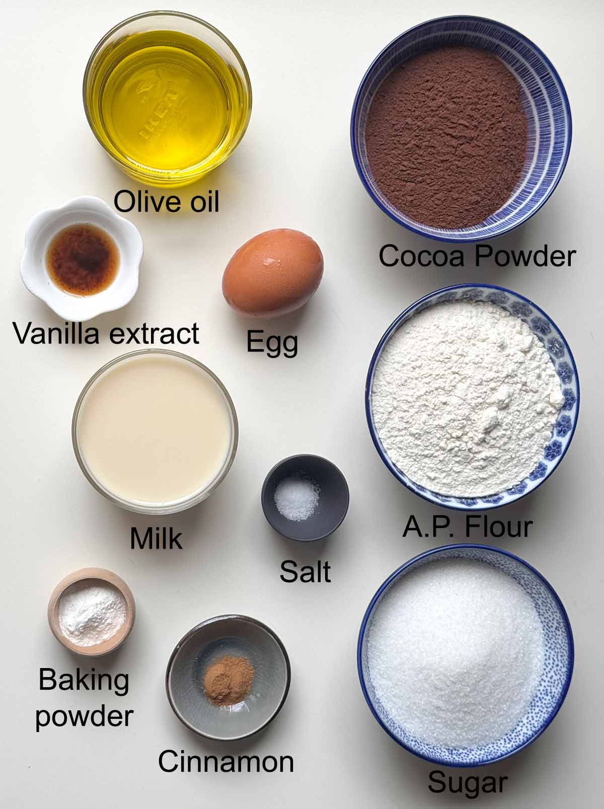 Ingredients for the chocolate cake.