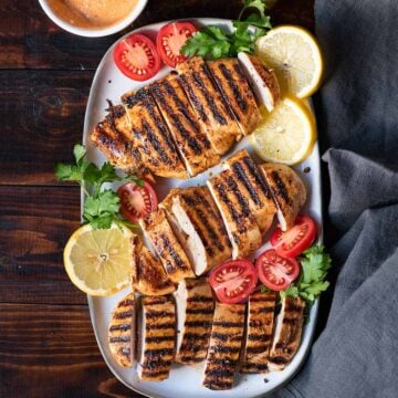 Greek yogurt marinated chicken breasts.
