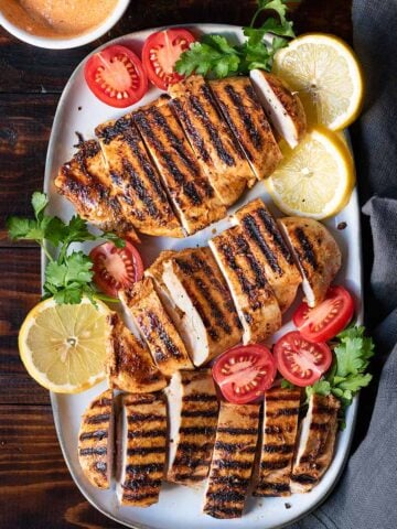 Greek yogurt marinated chicken breasts.