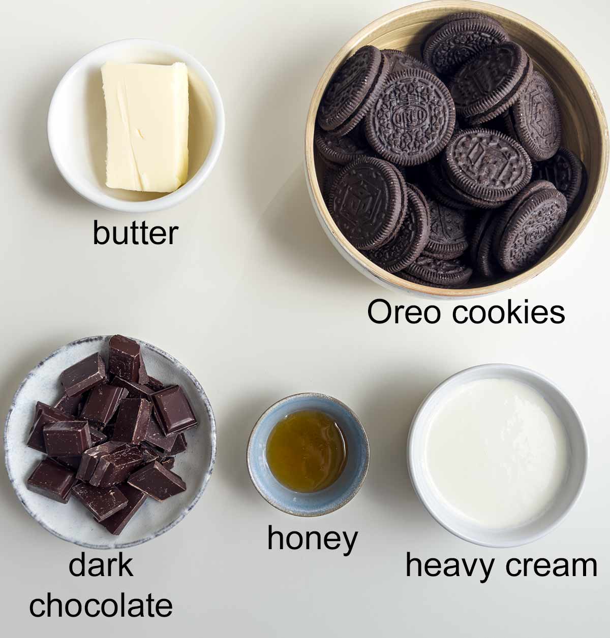 Ingredients for the crust and the topping with text labels.