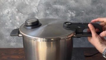 A closed pressure cooker.