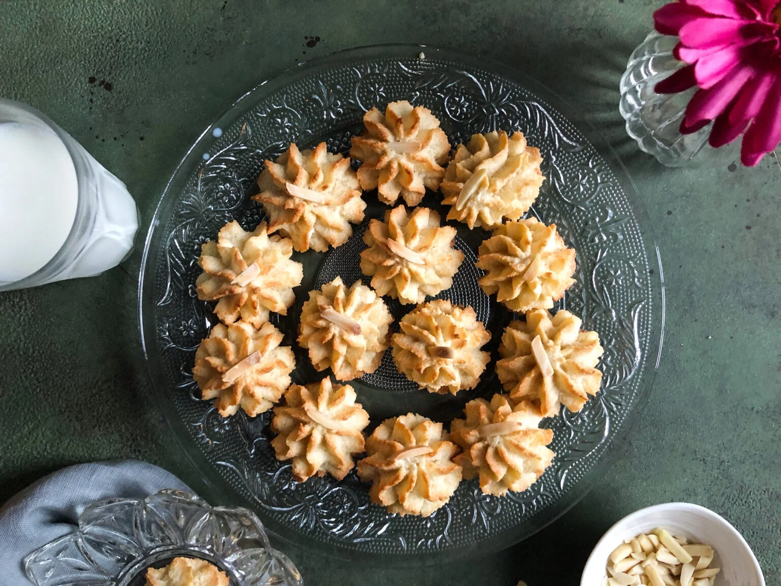 Almond cookies on a plate.