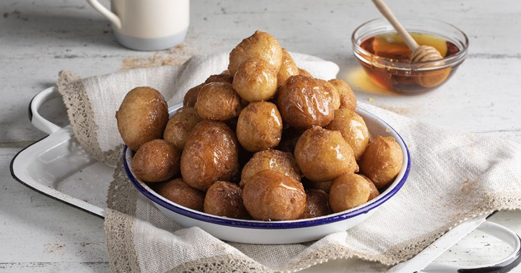 Greek loukoumades in a bowl.