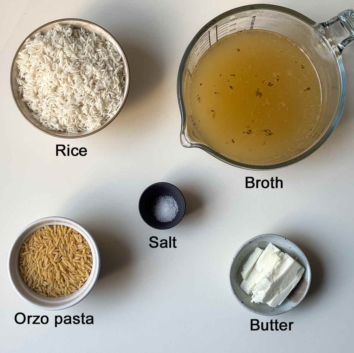 Ingredients for orzo rice.