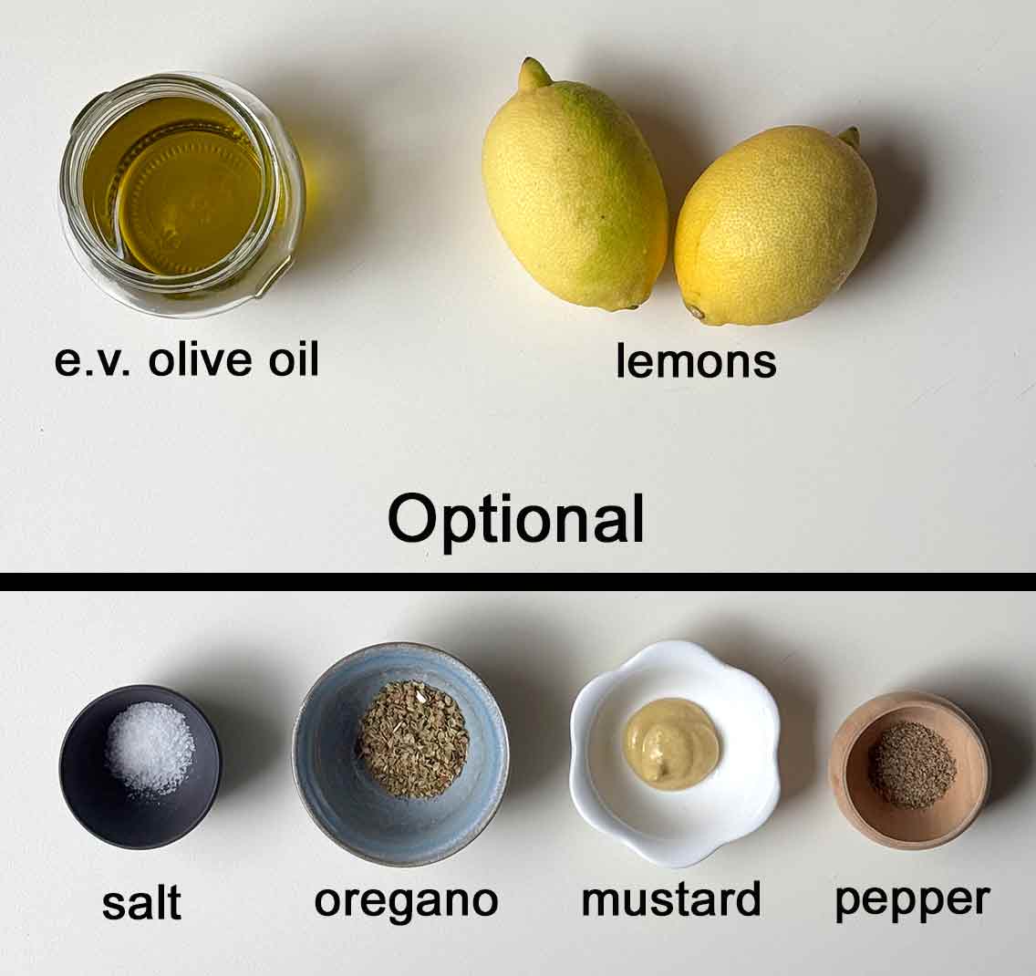 Ladolemono sauce ingredients.